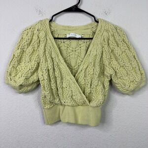 ASTR Sweater Womens S Yellow Cable Knit Wrap Romantic Boho Cottagecore Feminine